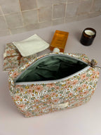 Trousse de toilette artisanale faite main en coton fleuri – PiAnna Atelier
